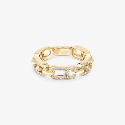 [ElanLuxe Jewelry]Move Link Pave_-Set Diamond Ring in Gold