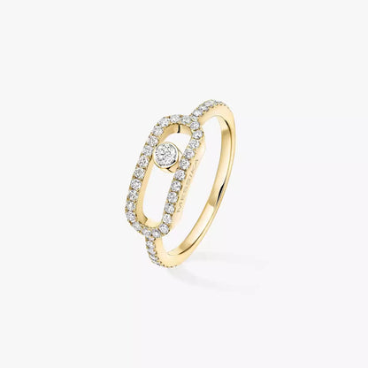 [ElanLuxe Jewelry]Move Uno Diamond Ring in Gold
