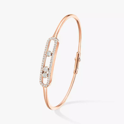 [ElanLuxe Jewelry]Move Pav Diamond Bangle Bracelet M