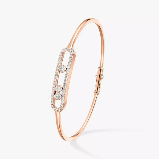 [ElanLuxe Jewelry]Move Pav Diamond Bangle Bracelet M