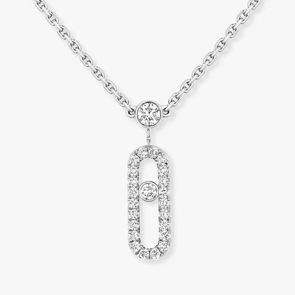 [ElanLuxe Jewelry]2 Rows Rose Gold Diamond Pave_ Necklace Move Uno