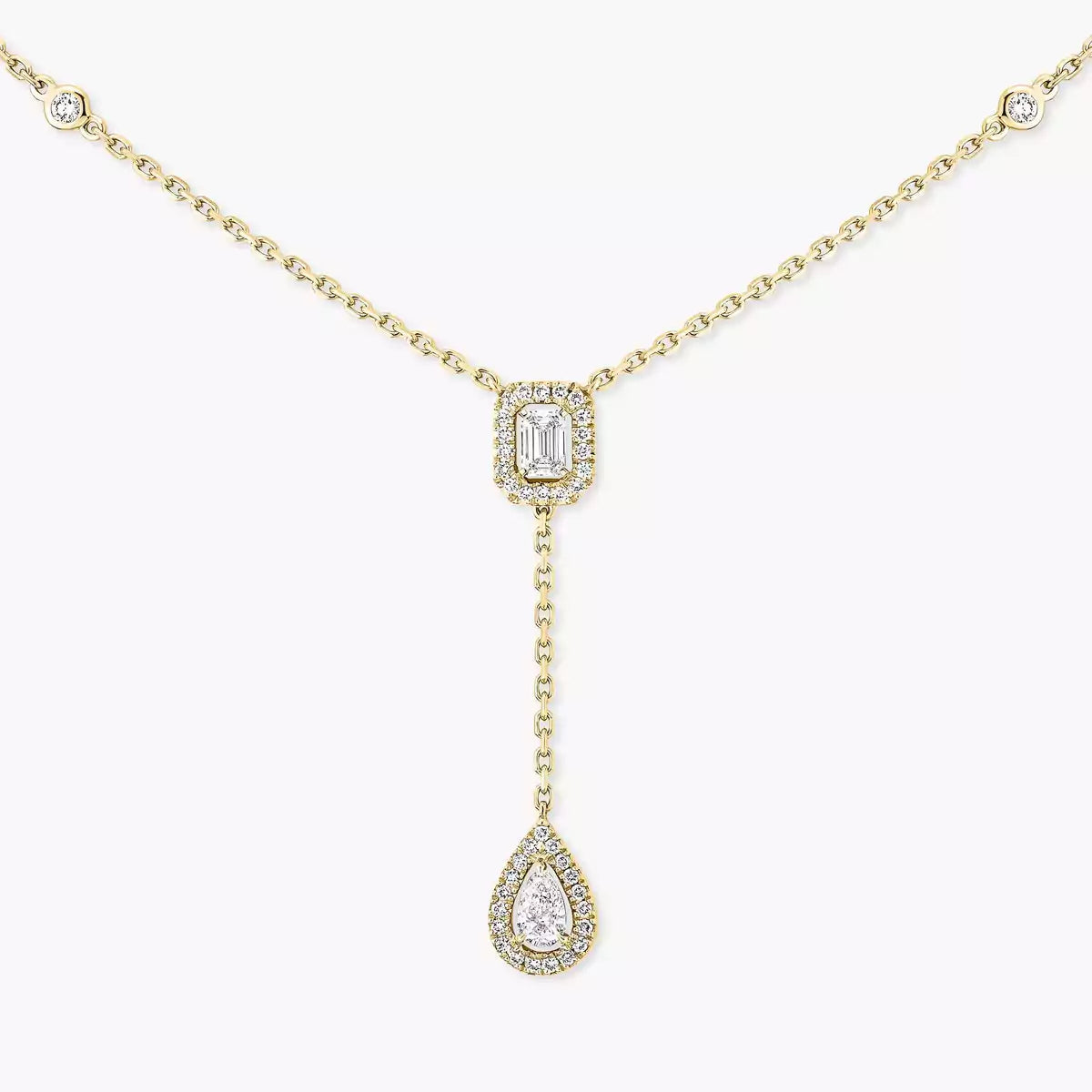[ElanLuxe Jewelry]Gold Diamond Tie Necklace