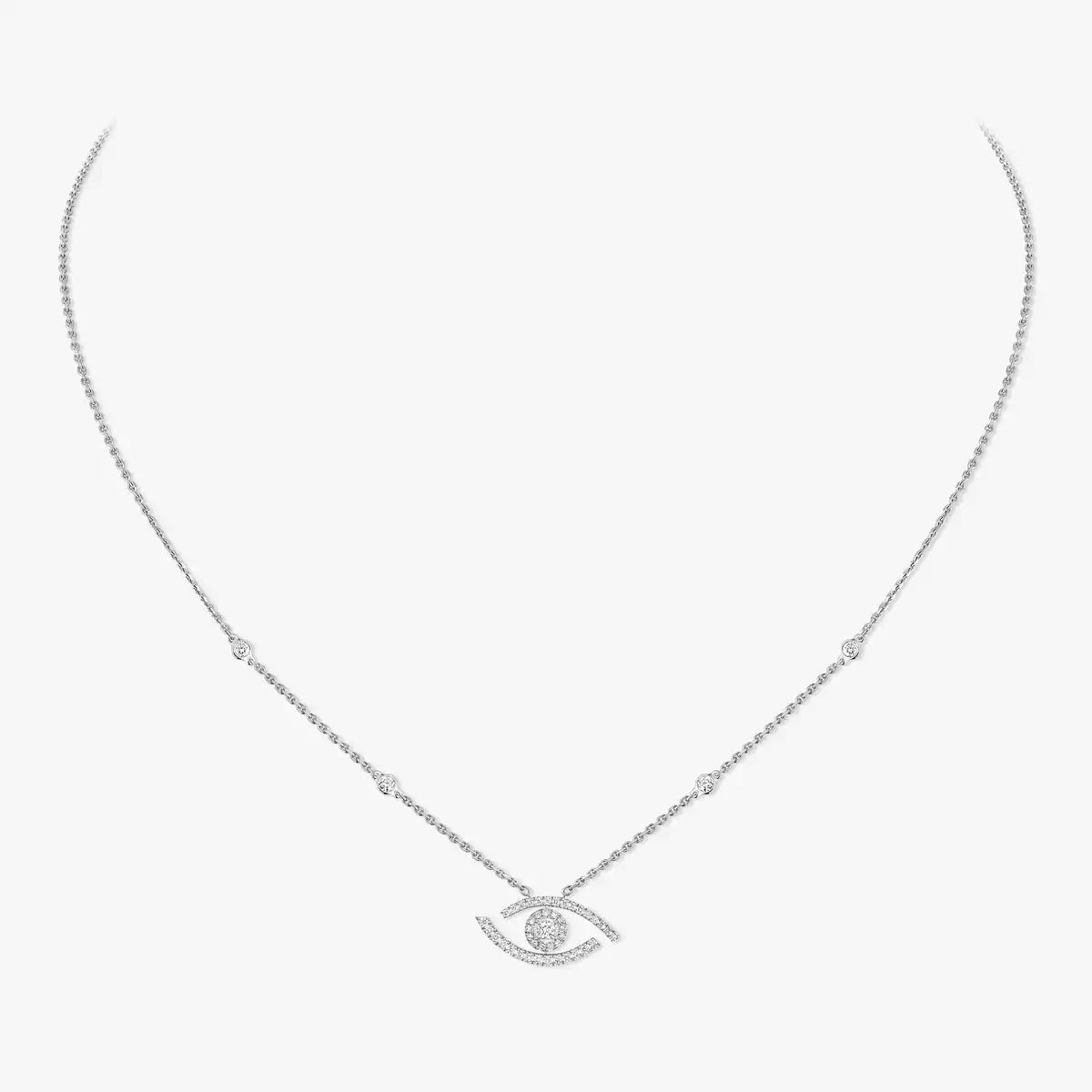 [ElanLuxe Jewelry]Pave_ Diamond Necklace Lucky Eye