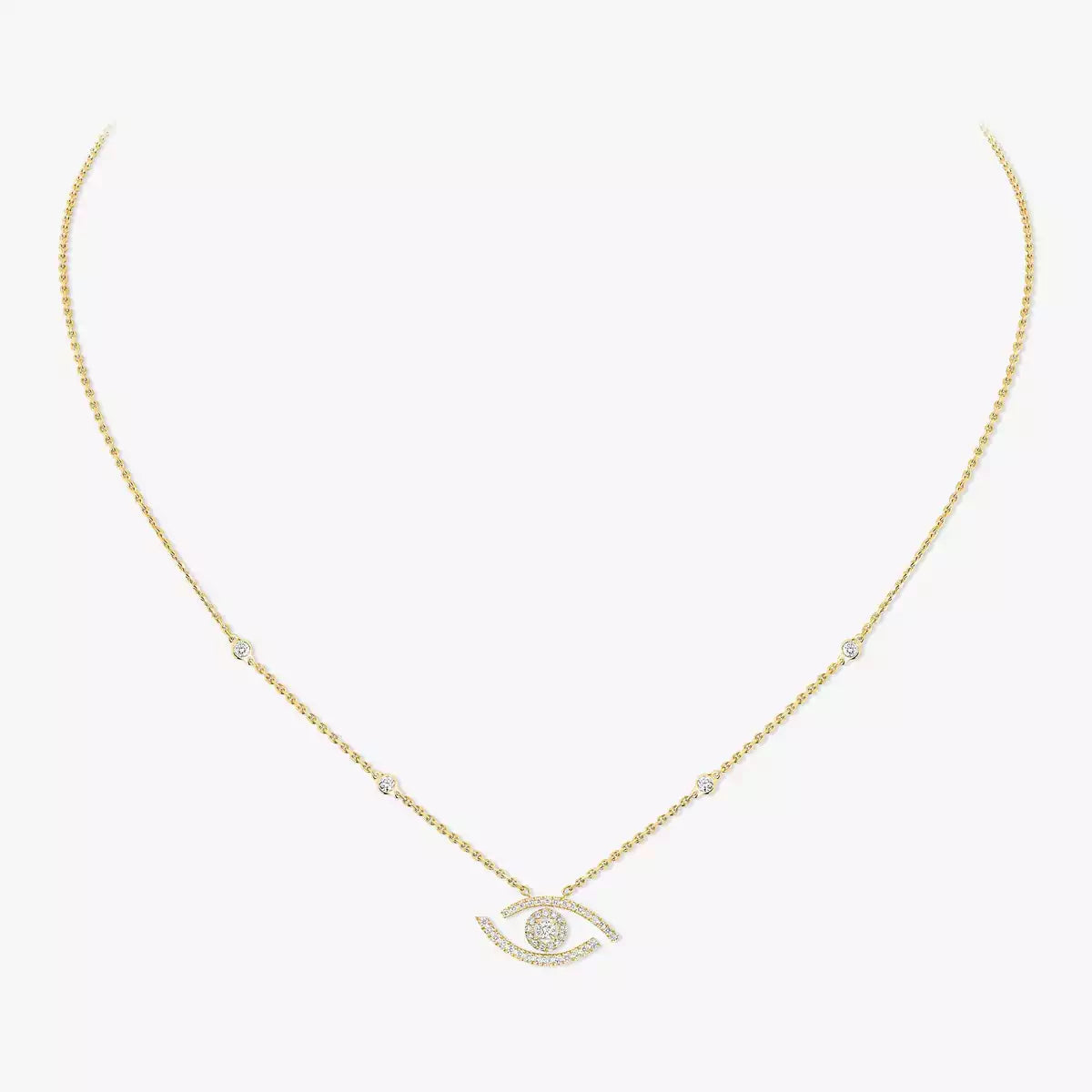 [ElanLuxe Jewelry]Pave_ Diamond Necklace Lucky Eye