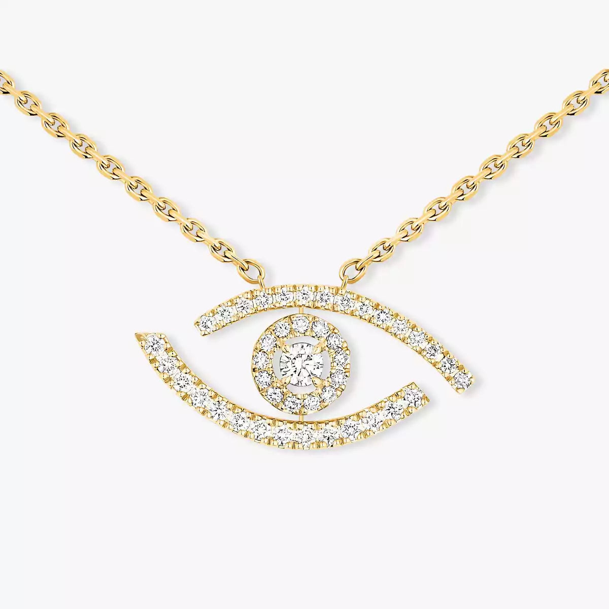 [ElanLuxe Jewelry]Pave_ Diamond Necklace Lucky Eye