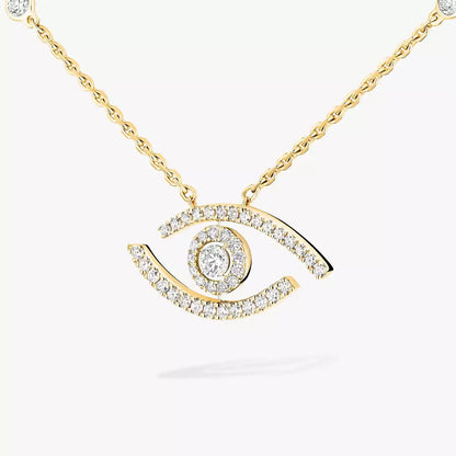 [ElanLuxe Jewelry]Pave_ Diamond Necklace Lucky Eye