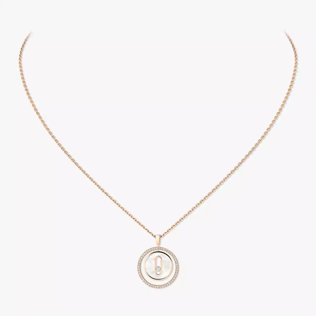 [ElanLuxe Jewelry]Lucky Move Diamond Necklace in Rose Gold and White Mother-of-Pearl