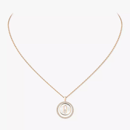 [ElanLuxe Jewelry]Lucky Move Diamond Necklace in Rose Gold and White Mother-of-Pearl