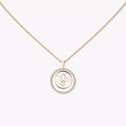 [ElanLuxe Jewelry]Lucky Move Diamond Necklace in Rose Gold and White Mother-of-Pearl