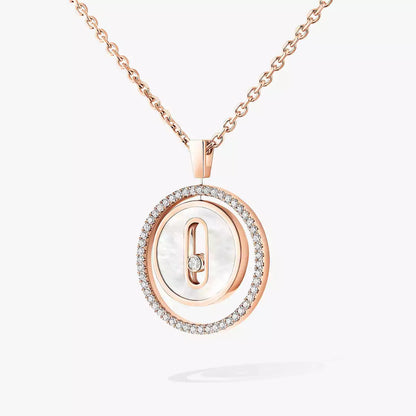 [ElanLuxe Jewelry]Lucky Move Diamond Necklace in Rose Gold and White Mother-of-Pearl