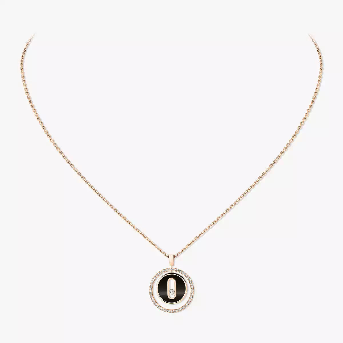 [ElanLuxe Jewelry]Lucky Move Diamond Necklace in Rose Gold and White Mother-of-Pearl