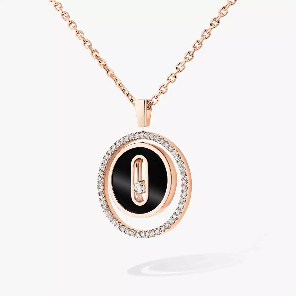 [ElanLuxe Jewelry]Lucky Move Diamond Necklace in Rose Gold and White Mother-of-Pearl