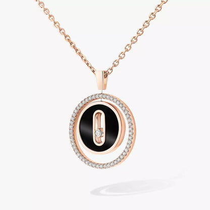 [ElanLuxe Jewelry]Lucky Move Diamond Necklace in Rose Gold and White Mother-of-Pearl