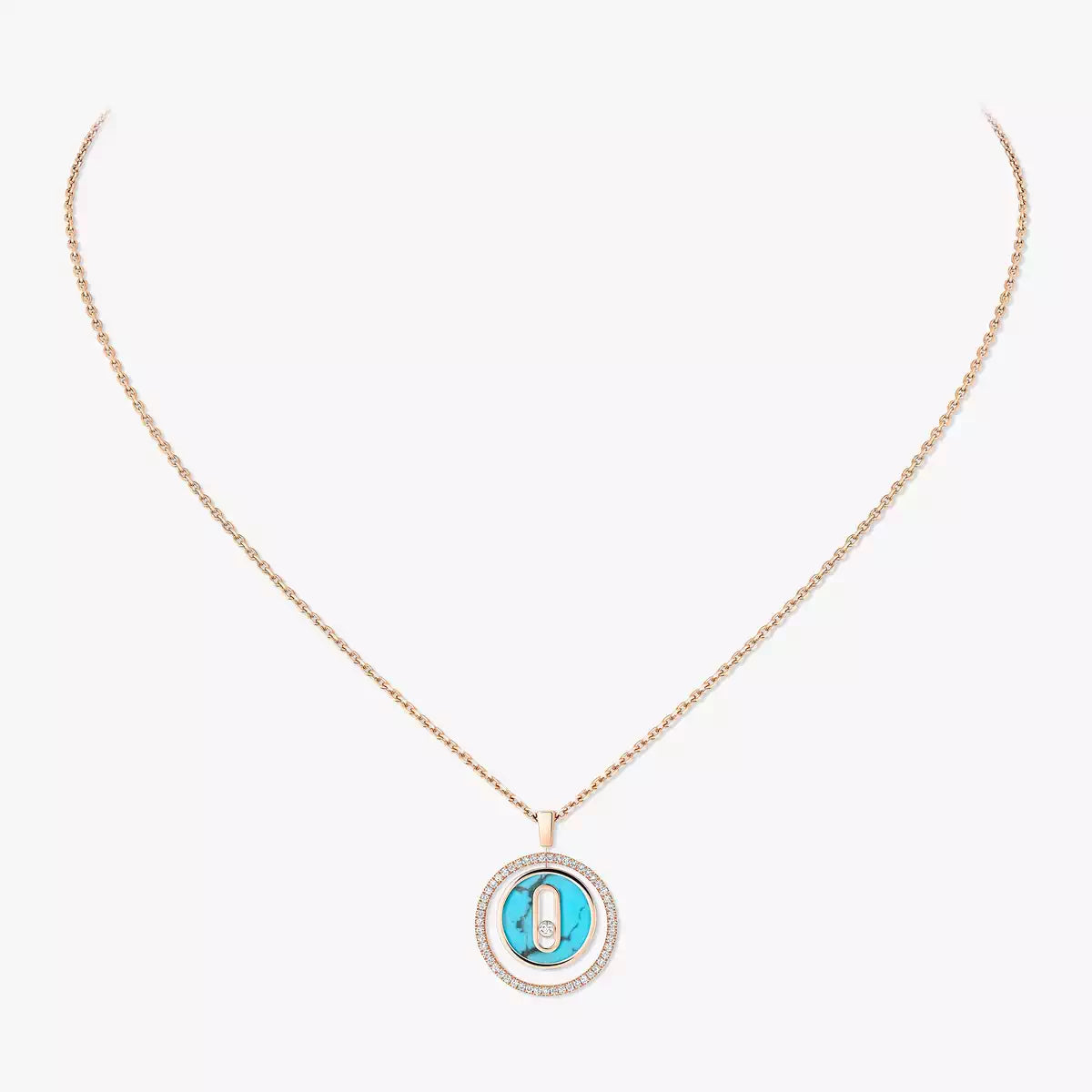 [ElanLuxe Jewelry]Lucky Move Diamond Necklace in Rose Gold and White Mother-of-Pearl