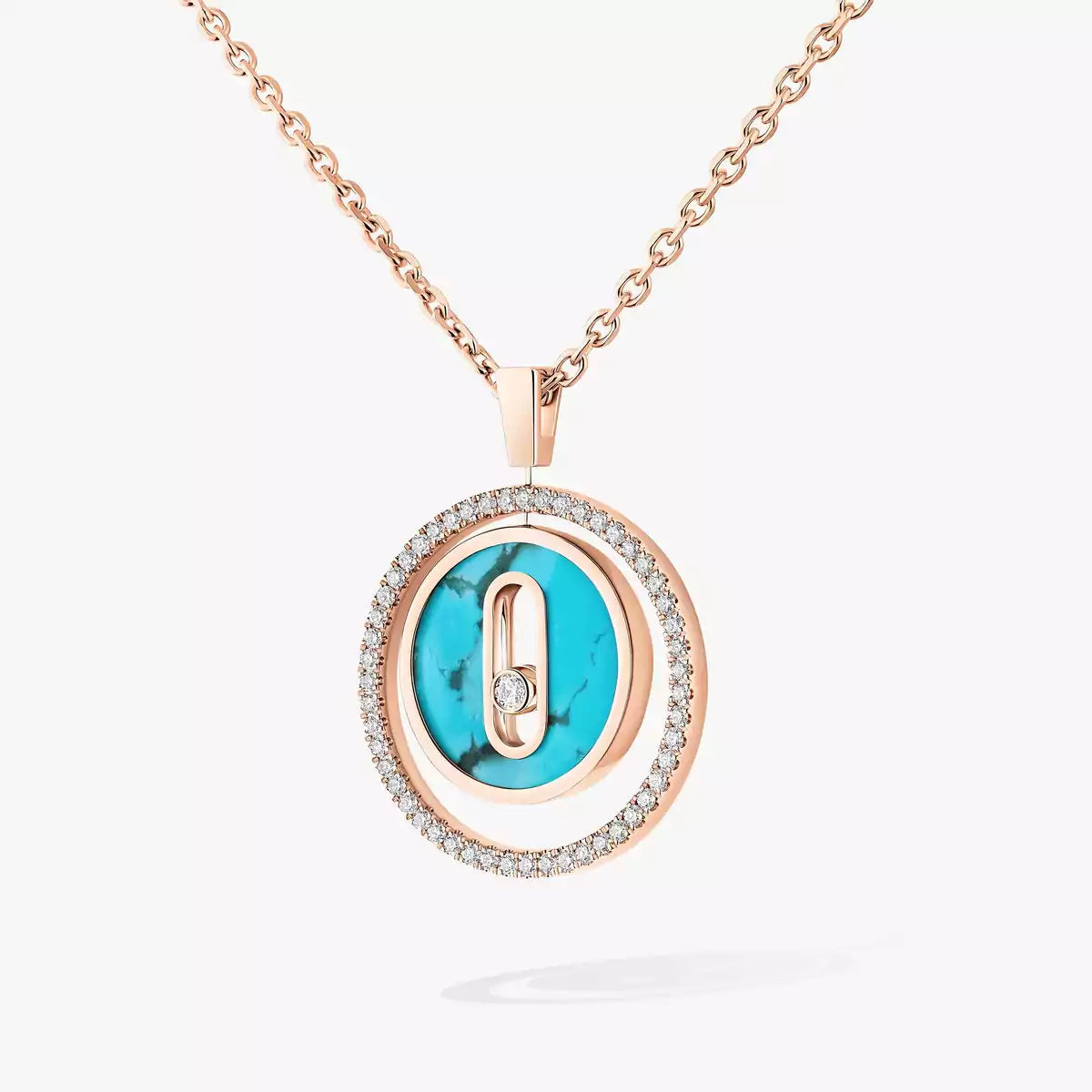 [ElanLuxe Jewelry]Lucky Move Diamond Necklace in Rose Gold and White Mother-of-Pearl