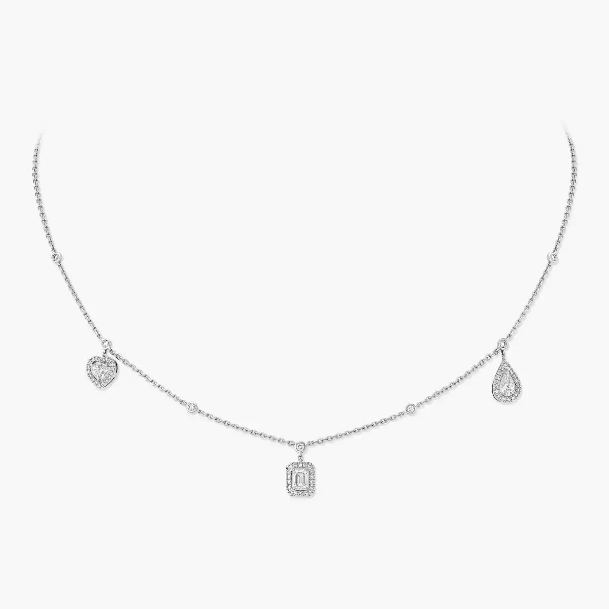 [ElanLuxe Jewelry]My Twin Diamond Necklace in Silver