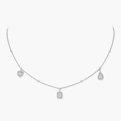 [ElanLuxe Jewelry]My Twin Diamond Necklace in Silver