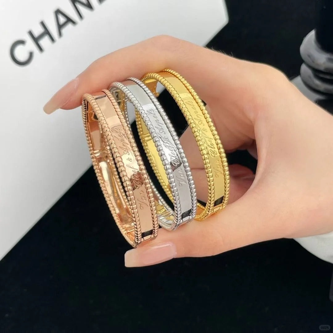 [ElanLuxe Jewelry]CLOVER PERLEE BRACELET SIGNATURE ENGRAVING SERIES