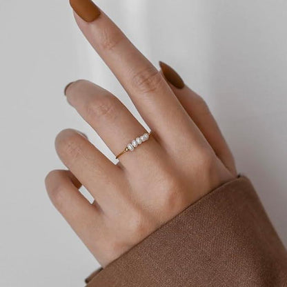 [ElanLuxe]Magnolia Freshwater Pearl Gold Ring
