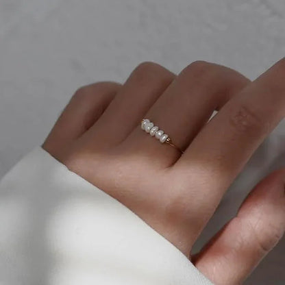 [ElanLuxe]Magnolia Freshwater Pearl Gold Ring