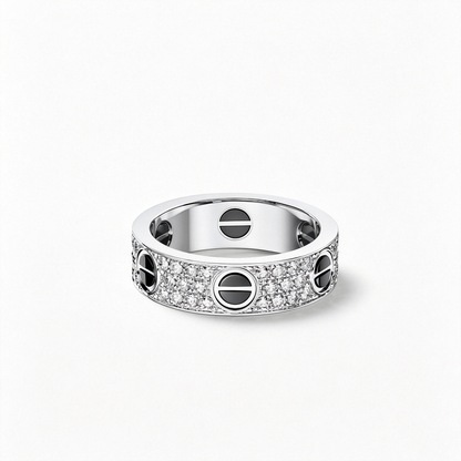 [ElanLuxe Jewelry]LOVE RING 5.5MM DIAMONDS PAVED CERAMIC