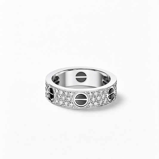 [ElanLuxe Jewelry]LOVE RING 5.5MM DIAMONDS PAVED CERAMIC