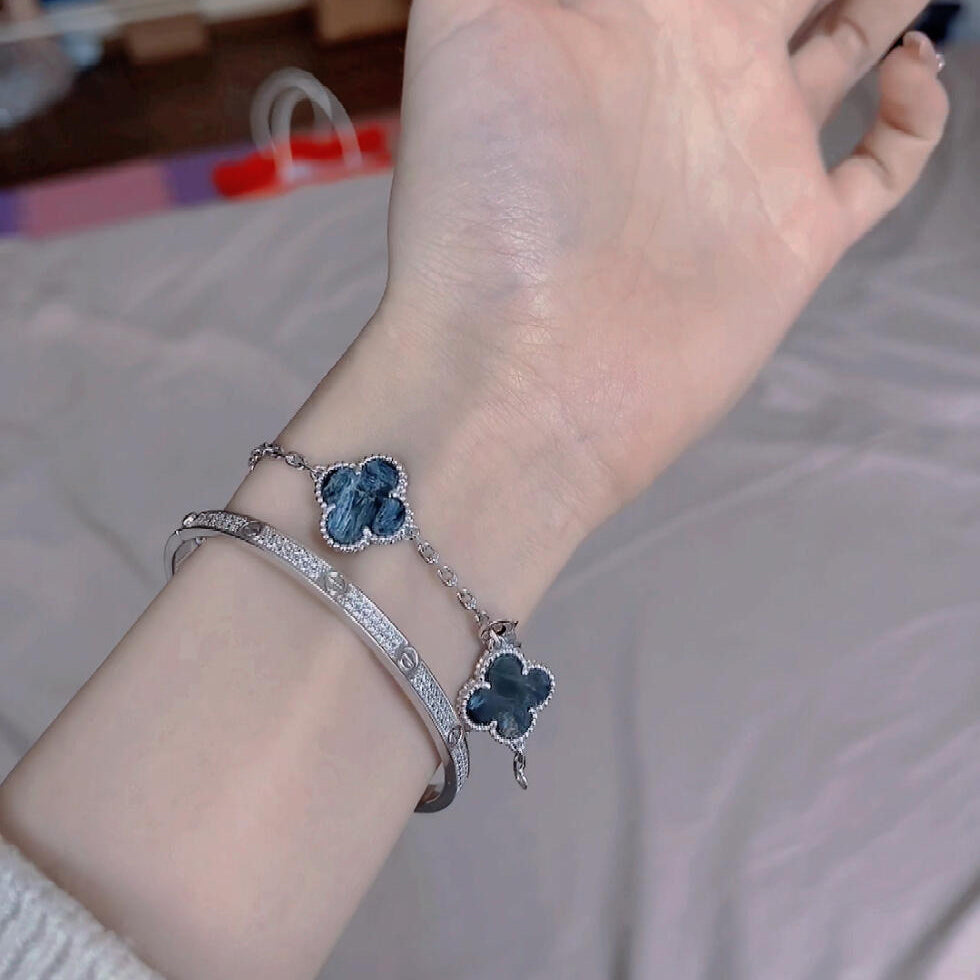 [ElanLuxe Jewelry]CLOVER 5 MOTIF PIETERSITE SILVER BRACELET