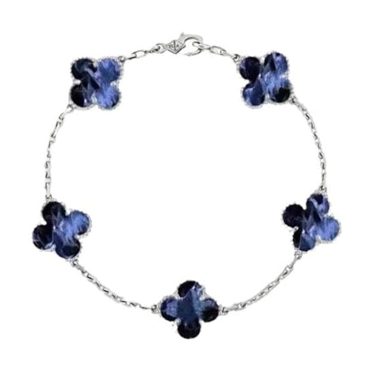 [ElanLuxe Jewelry]CLOVER 5 MOTIF PIETERSITE SILVER BRACELET
