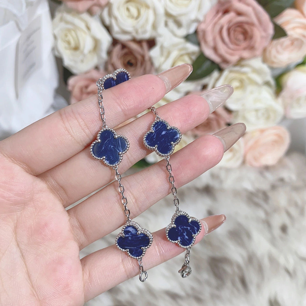 [ElanLuxe Jewelry]CLOVER 5 MOTIF PIETERSITE SILVER BRACELET
