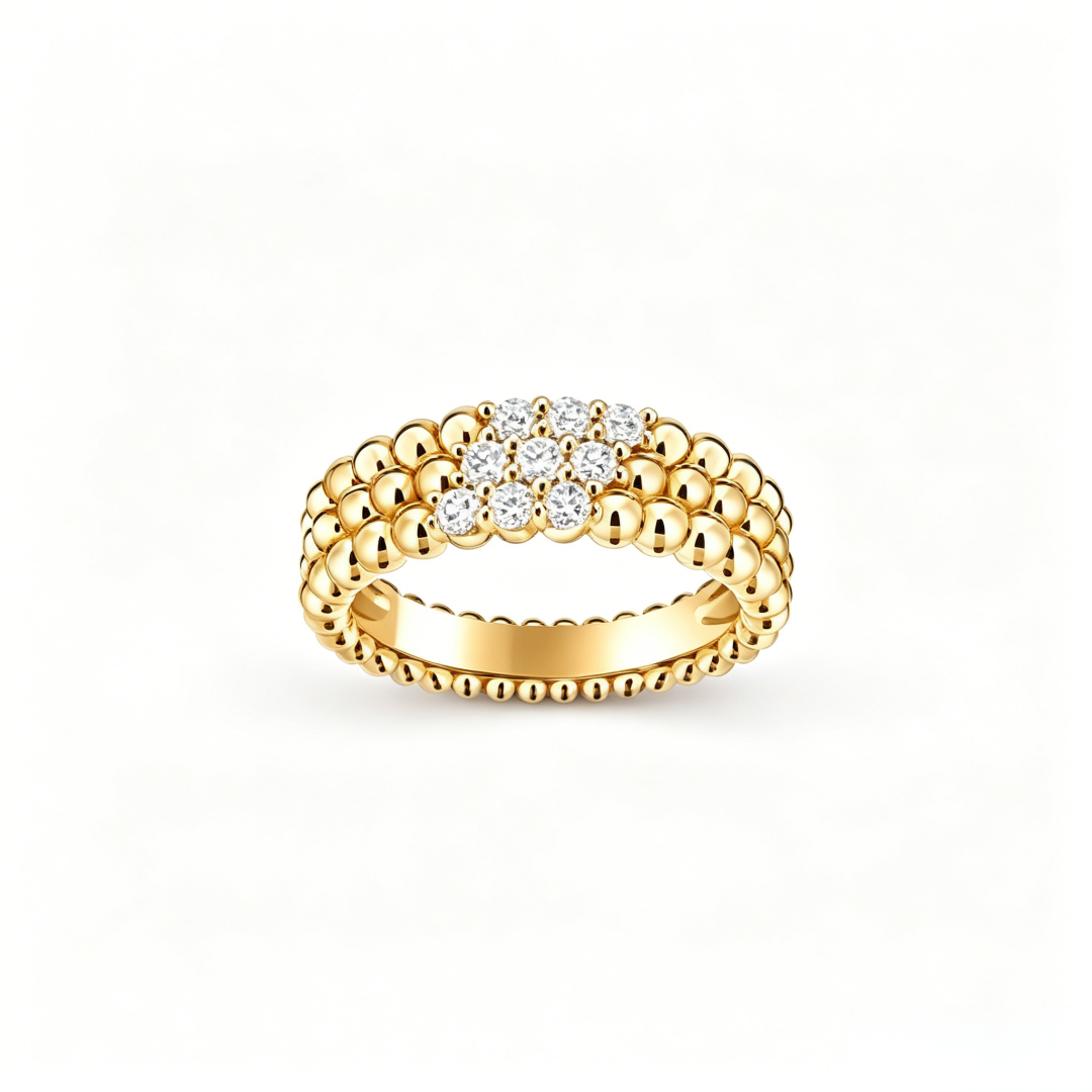 [ElanLuxe Jewelry] THREE-ROW DIAMOND RING