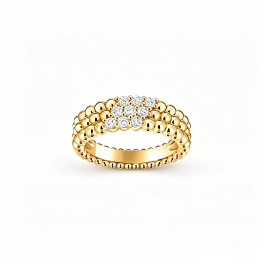 [ElanLuxe Jewelry] THREE-ROW DIAMOND RING