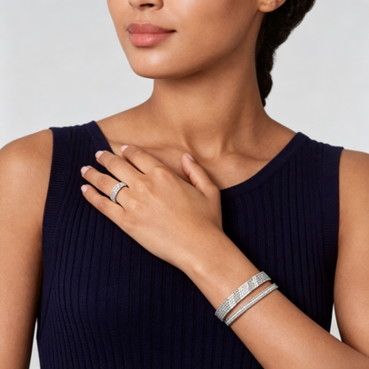 [ElanLuxe Jewelry] THREE-ROW DIAMOND RING
