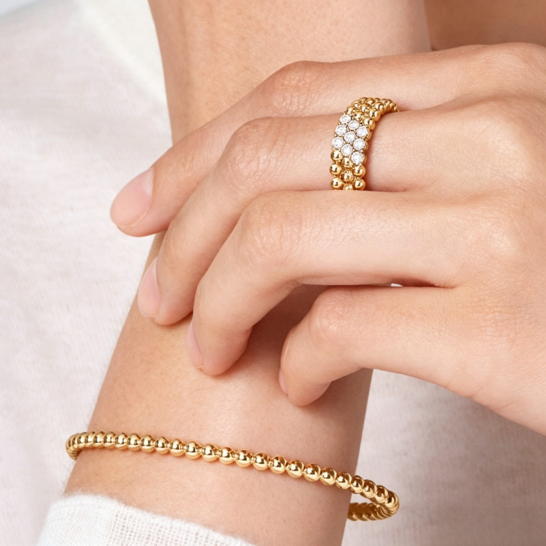 [ElanLuxe Jewelry] THREE-ROW DIAMOND RING