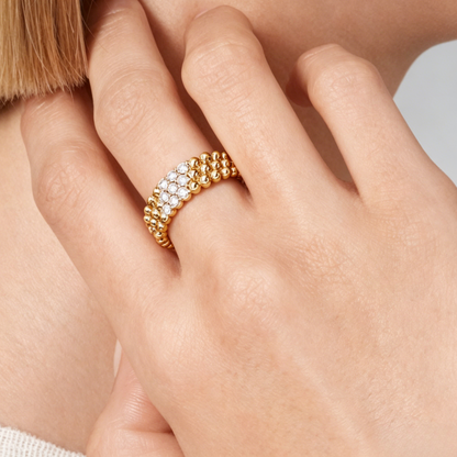 [ElanLuxe Jewelry] THREE-ROW DIAMOND RING