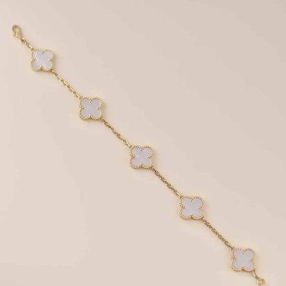 [ElanLuxe Jewelry]CLOVER WHITE PEARL MOP 5 MOTIF BRACELET COLLECTION