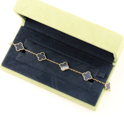 [ElanLuxe Jewelry]CLOVER  5 MOTIFS BLACK ONYX BRACELET