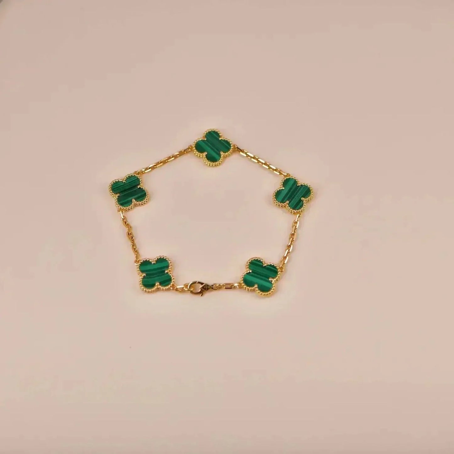 [ElanLuxe Jewelry]CLOVER 5 MOTIFS MALACHITE BRACELET