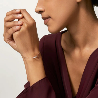 [ElanLuxe Jewelry]LOVE DOUBLE RING HALF DIAMOND BRACELET