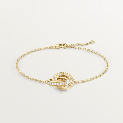 [ElanLuxe Jewelry]LOVE DOUBLE RING FULL DIAMOND BRACELET