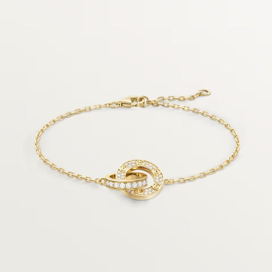 [ElanLuxe Jewelry]LOVE DOUBLE RING FULL DIAMOND BRACELET