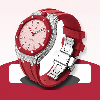 Strap For Ap Swatch Royal Oak Pop Exclusive Steel Case With Diamond(Moissanite) & Silicone Strap