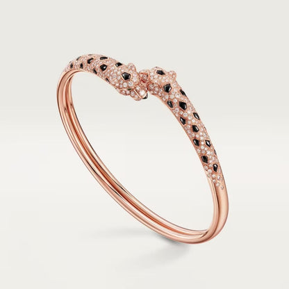 [ElanLuxe Jewelry]PANTHERE DOUBLE HEADED HALF DIAMOND OPEN BRACELET