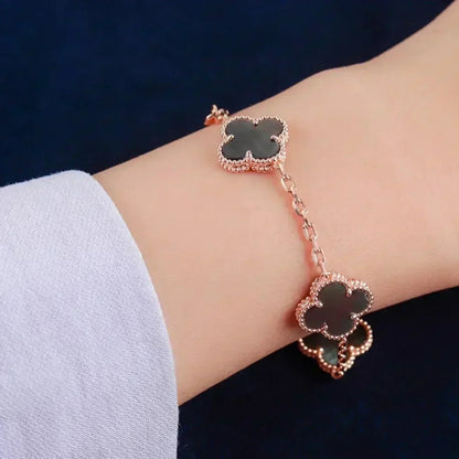 [ElanLuxe Jewelry]CLOVER 5 MOTIF GRAY MOP  BRACELET