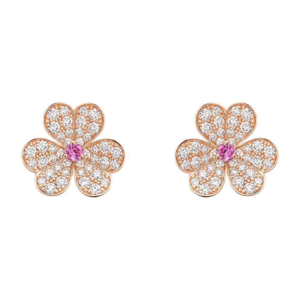 [ElanLuxe Jewelry]FRIVOLE PINK GOLD FLOWER DIAMOND EARRINGS