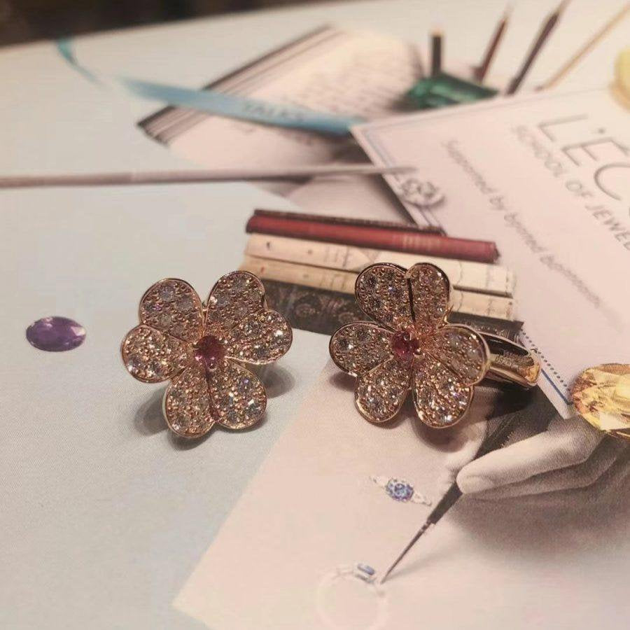 [ElanLuxe Jewelry]FRIVOLE PINK GOLD FLOWER DIAMOND EARRINGS