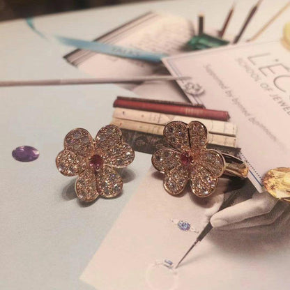 [ElanLuxe Jewelry]FRIVOLE PINK GOLD FLOWER DIAMOND EARRINGS