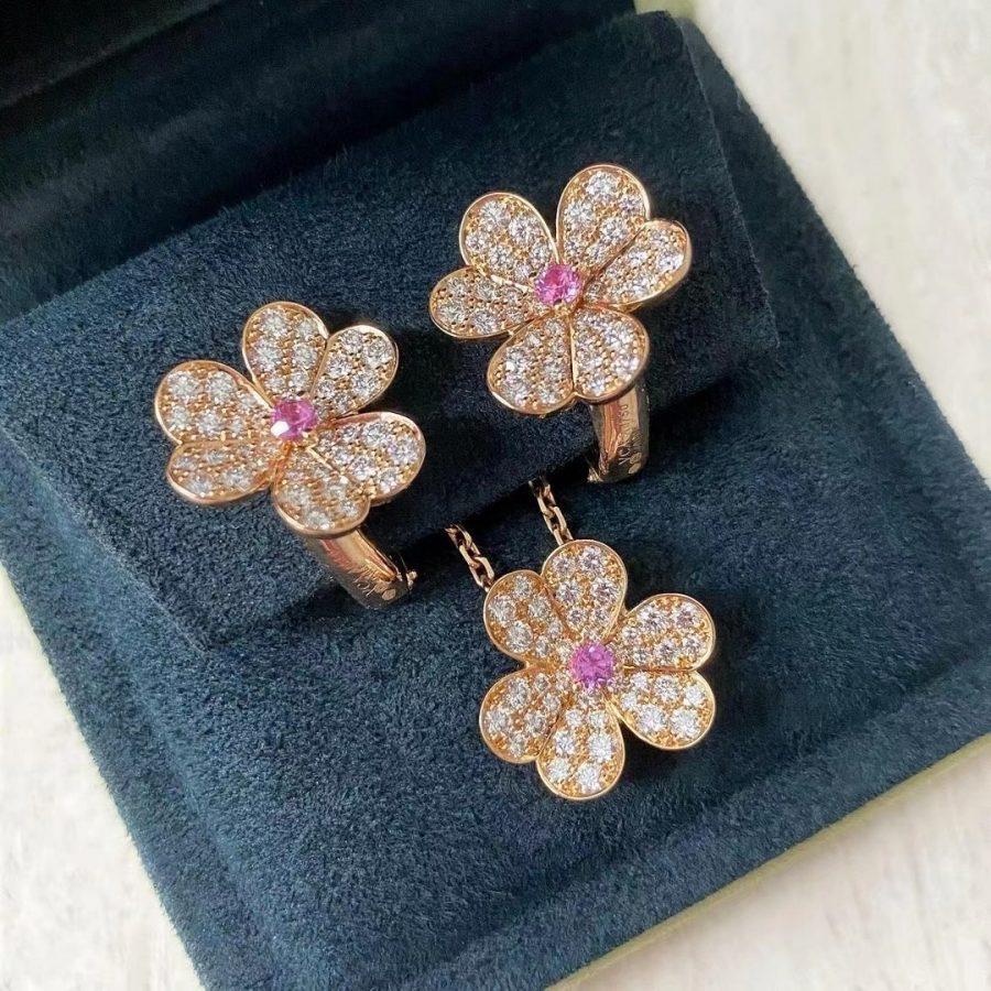 [ElanLuxe Jewelry]FRIVOLE PINK GOLD FLOWER DIAMOND EARRINGS