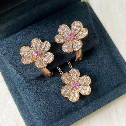 [ElanLuxe Jewelry]FRIVOLE PINK GOLD FLOWER DIAMOND EARRINGS