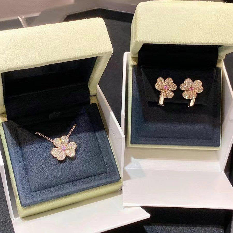 [ElanLuxe Jewelry]FRIVOLE PINK GOLD FLOWER DIAMOND EARRINGS