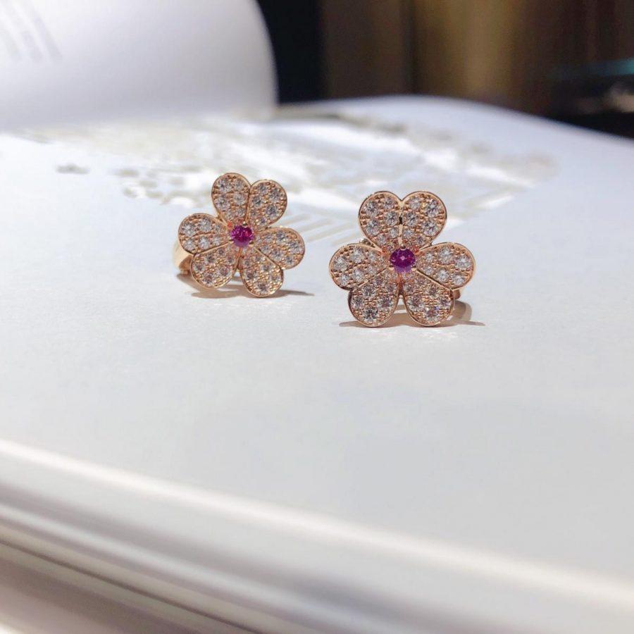 [ElanLuxe Jewelry]FRIVOLE PINK GOLD FLOWER DIAMOND EARRINGS